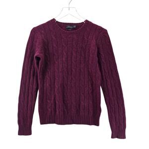 Polo Ralph Lauren 100% Cashmere Sweater Womens Small Petite Magenta Purple Crew